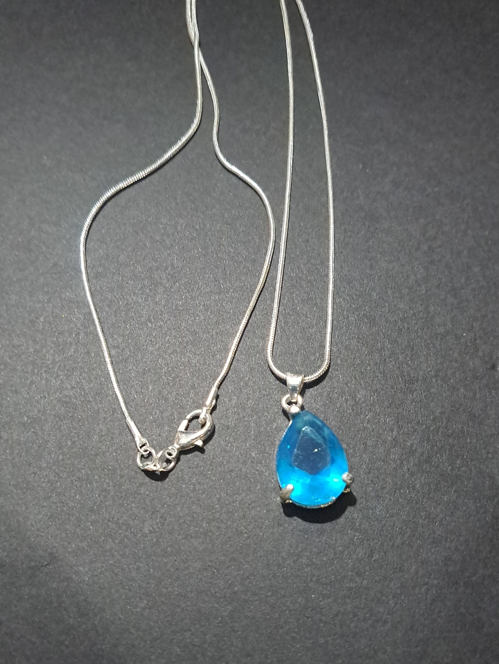 9.25 Blue Topaz Teardrop Necklace